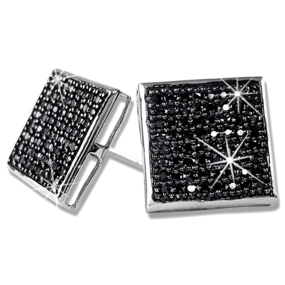 .925 Sterling Silver Box CZ Earrings | 5 Colors | 6 Sizes Yellow Gold 5MM (3x3 ROWS) HipHopBling