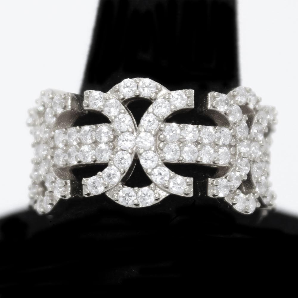 .925 Sterling Silver Byzantine CZ Hip Hop Bling Ring White Gold 7 HipHopBling