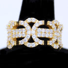 .925 Sterling Silver Byzantine CZ Hip Hop Bling Ring Yellow Gold 7 HipHopBling