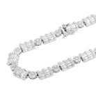 .925 Sterling Silver Cluster & Baguette Dome CZ Iced Out Chain Yellow Gold 20" HipHopBling