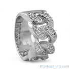 .925 Sterling Silver Cuban Link Bling Bling CZ Ring 7 HipHopBling