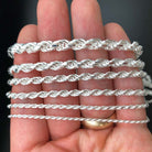 .925 Sterling Silver Diamond Cut Rope Chain / Bracelet 1.5MM 16" HipHopBling
