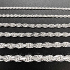 .925 Sterling Silver Diamond Cut Rope Chain / Bracelet 1.5MM 16" HipHopBling