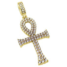 .925 Sterling Silver Double Iced Out Ankh CZ Cross White Gold HipHopBling
