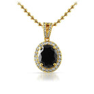 .925 Sterling Silver Gold Black Oval Gem Pendant HipHopBling