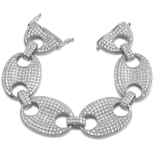 .925 Sterling Silver Marine Link CZ Bling Bling Bracelet HipHopBling