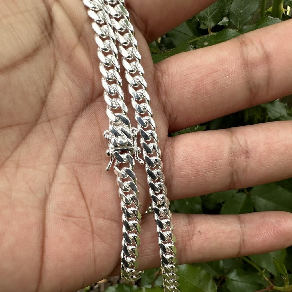 .925 Sterling Silver Miami Cuban Chain / Bracelet 3MM Raw Silver 16" HipHopBling