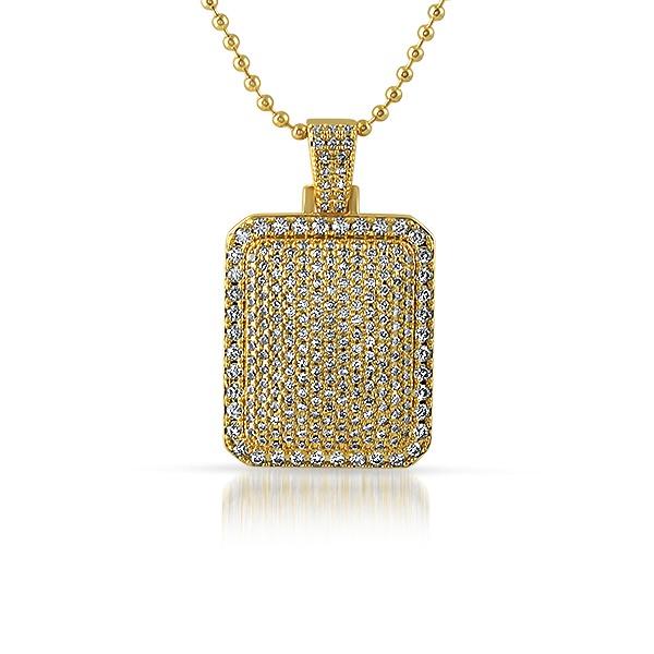 .925 Sterling Silver Micro Pave Mini Dog Tag White Gold HipHopBling