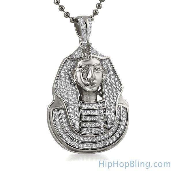 .925 Sterling Silver Mini Pharaoh CZ Pendant HipHopBling