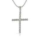 .925 Sterling Silver Moon Cut Cross 4MM White Gold HipHopBling