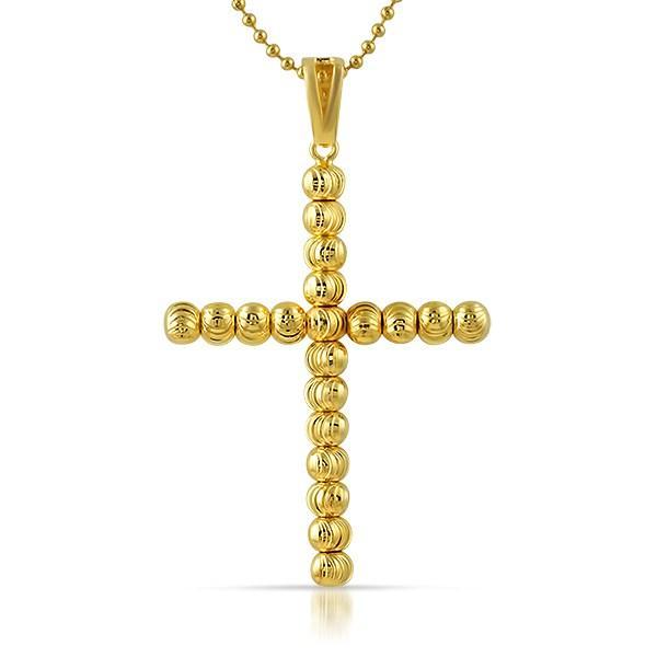 .925 Sterling Silver Moon Cut Cross 6MM Silver HipHopBling