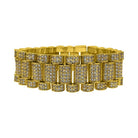 .925 Sterling Silver President CZ Bling Bling Bracelet 22MM in Gold 8" HipHopBling