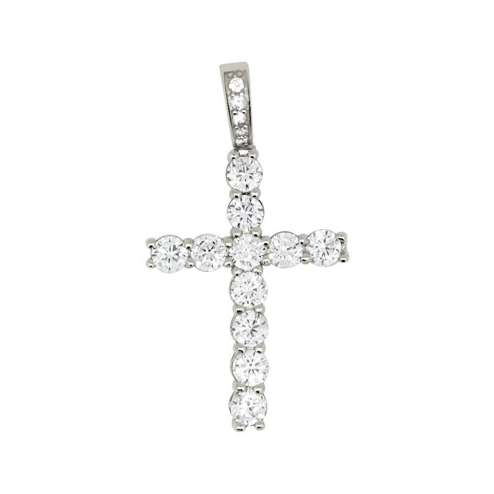 .925 Sterling Silver Tennis Bling Bling Cross Wrapped White Gold HipHopBling