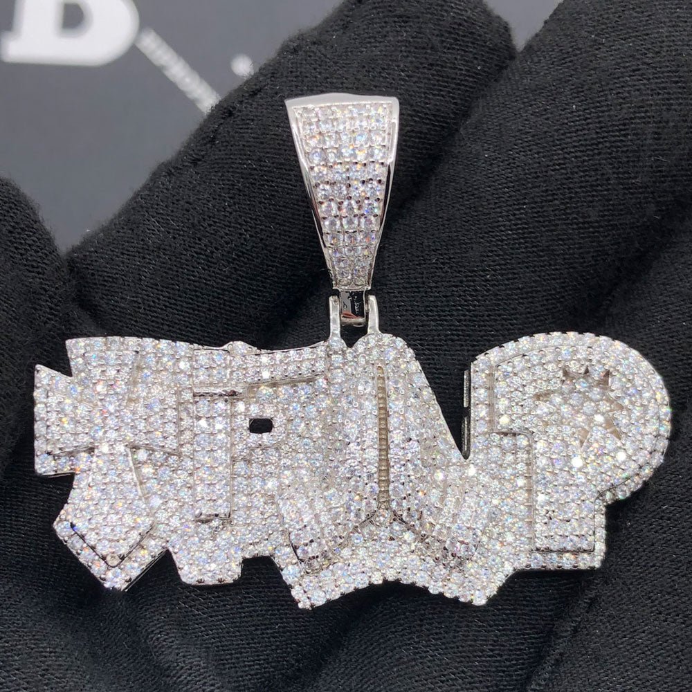 .925 Sterling Silver TRAP VVS CZ Iced Out Pendant White Gold HipHopBling