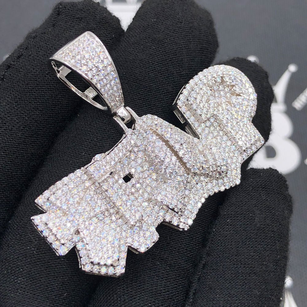 .925 Sterling Silver TRAP VVS CZ Iced Out Pendant White Gold HipHopBling