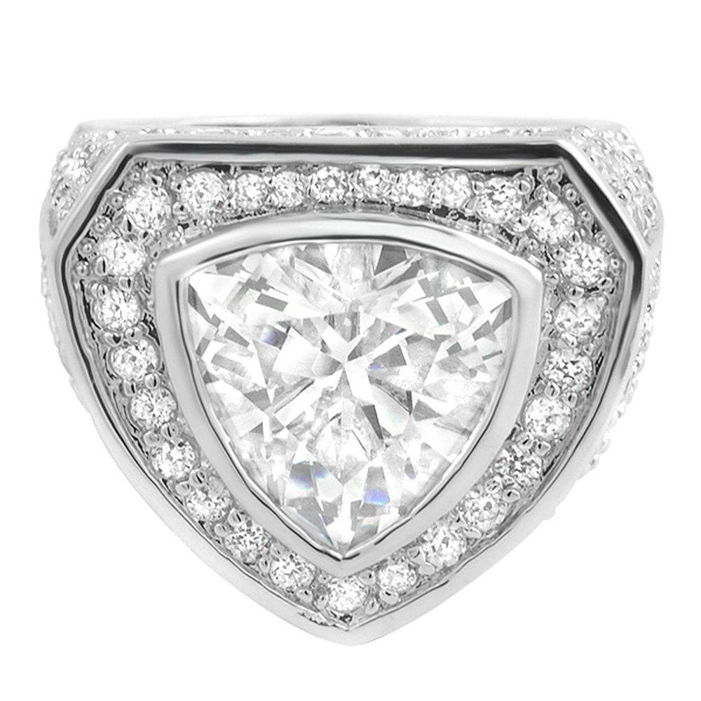 .925 Sterling Silver Trillion CZ Bling Bling Ring 7 HipHopBling
