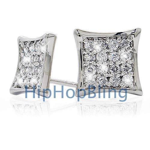 9mm .925 Sterling Silver Micro Pave Iced Out Earrings HipHopBling