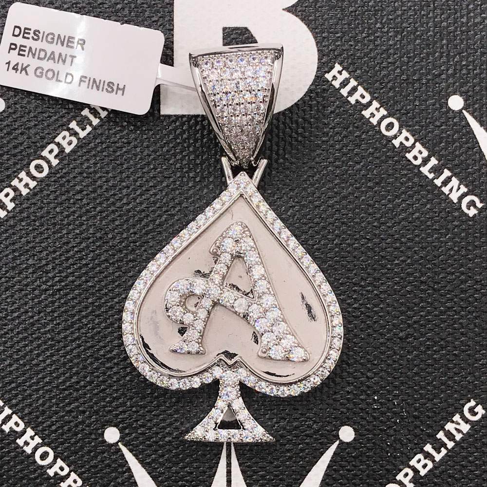 A Spade CZ Hip Hop Bling Bling Pendant Yellow Gold HipHopBling