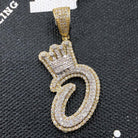 A - Z Crown Letter Initial Diamond Pendant 10K Yellow Gold C HipHopBling