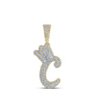 A - Z Crown Letter Initial Diamond Pendant 10K Yellow Gold C HipHopBling