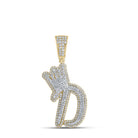 A - Z Crown Letter Initial Diamond Pendant 10K Yellow Gold D HipHopBling