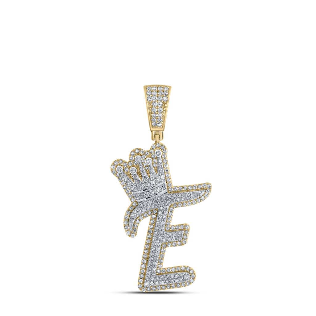 A-Z Crown Letter Initial Diamond Pendant 10K Yellow Gold E HipHopBling