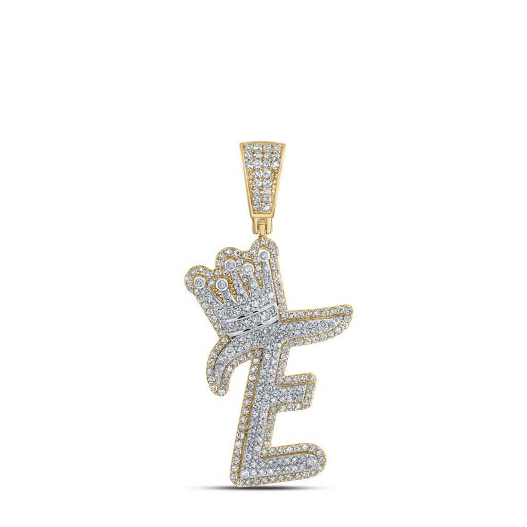 A - Z Crown Letter Initial Diamond Pendant 10K Yellow Gold E HipHopBling