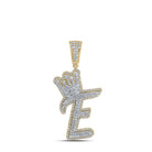 A - Z Crown Letter Initial Diamond Pendant 10K Yellow Gold E HipHopBling
