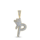 A - Z Crown Letter Initial Diamond Pendant 10K Yellow Gold P HipHopBling