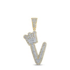 A - Z Crown Letter Initial Diamond Pendant 10K Yellow Gold V HipHopBling