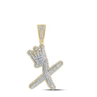 A - Z Crown Letter Initial Diamond Pendant 10K Yellow Gold X HipHopBling