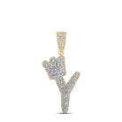 A - Z Crown Letter Initial Diamond Pendant 10K Yellow Gold Y HipHopBling