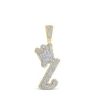 A - Z Crown Letter Initial Diamond Pendant 10K Yellow Gold Z HipHopBling