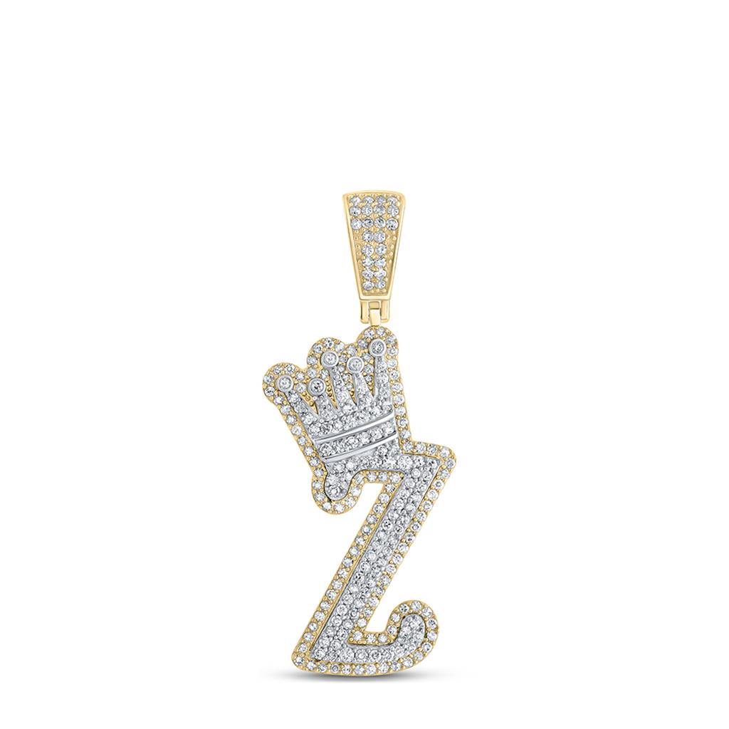 A-Z Crown Letter Initial Diamond Pendant 10K Yellow Gold Z HipHopBling