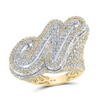 A - Z Initial Cursive Baguette Diamond Ring 10K Yellow Gold N HipHopBling
