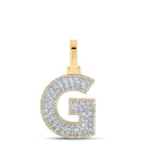 A - Z Letter Initial Block Baguette Diamond Pendant 10K Yellow Gold A HipHopBling