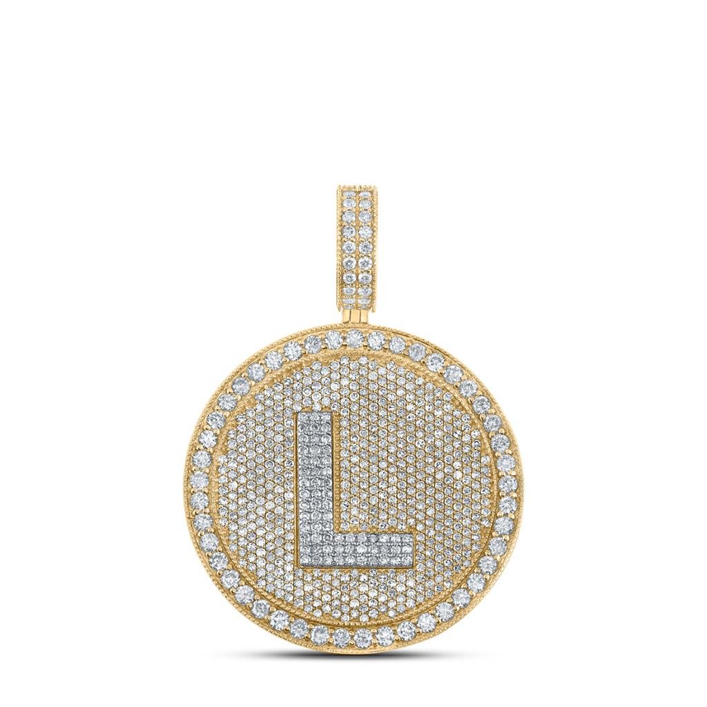 A - Z Letter Initial Diamond Circle Medallion Pendant 10K Yellow Gold A HipHopBling