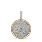 A - Z Letter Initial Diamond Circle Medallion Pendant 10K Yellow Gold A HipHopBling
