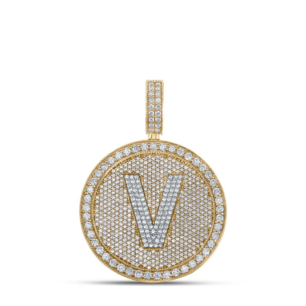 A - Z Letter Initial Diamond Circle Medallion Pendant 10K Yellow Gold A HipHopBling