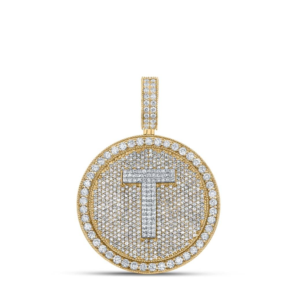 A - Z Letter Initial Diamond Circle Medallion Pendant 10K Yellow Gold A HipHopBling