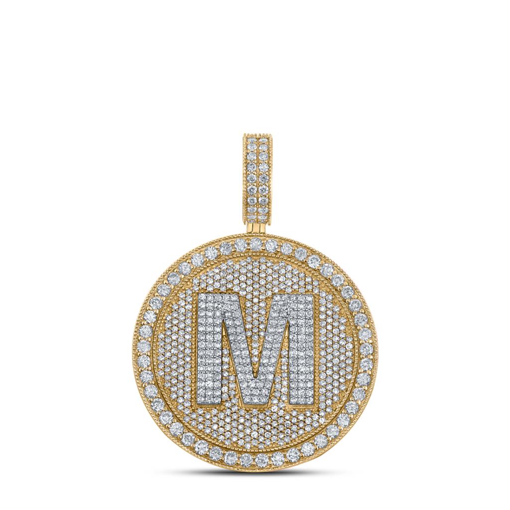 A - Z Letter Initial Diamond Circle Medallion Pendant 10K Yellow Gold A HipHopBling