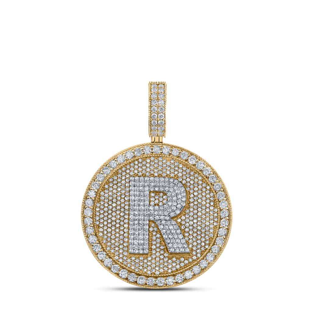 A - Z Letter Initial Diamond Circle Medallion Pendant 10K Yellow Gold A HipHopBling