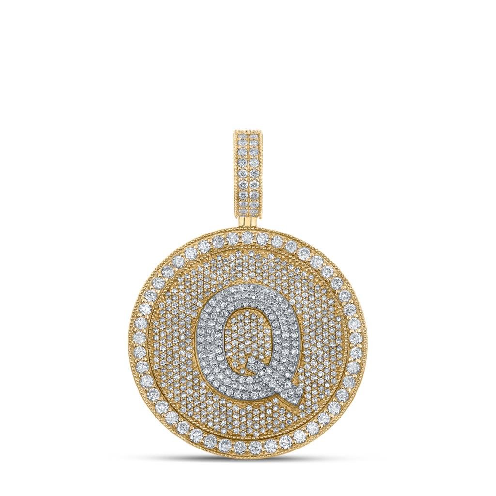 A - Z Letter Initial Diamond Circle Medallion Pendant 10K Yellow Gold A HipHopBling