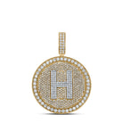 A - Z Letter Initial Diamond Circle Medallion Pendant 10K Yellow Gold A HipHopBling