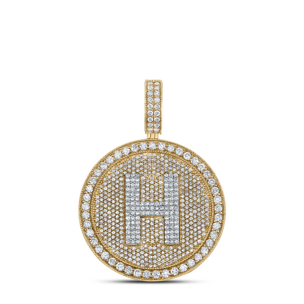 A - Z Letter Initial Diamond Circle Medallion Pendant 10K Yellow Gold A HipHopBling