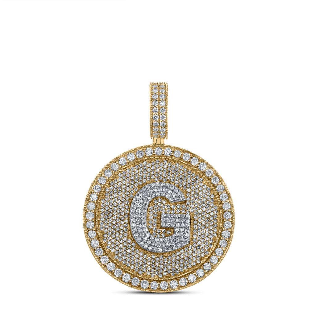 A - Z Letter Initial Diamond Circle Medallion Pendant 10K Yellow Gold A HipHopBling