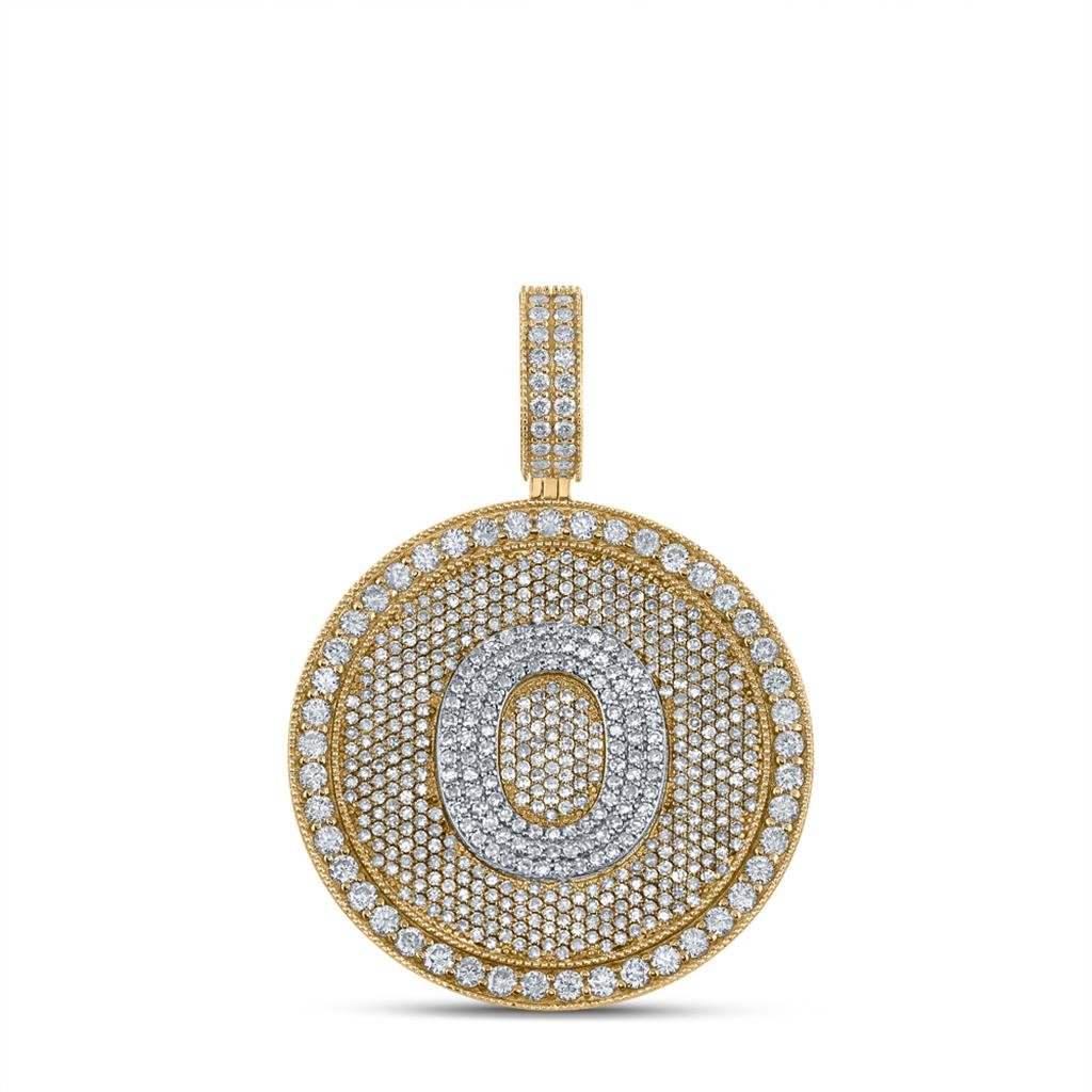 A - Z Letter Initial Diamond Circle Medallion Pendant 10K Yellow Gold A HipHopBling