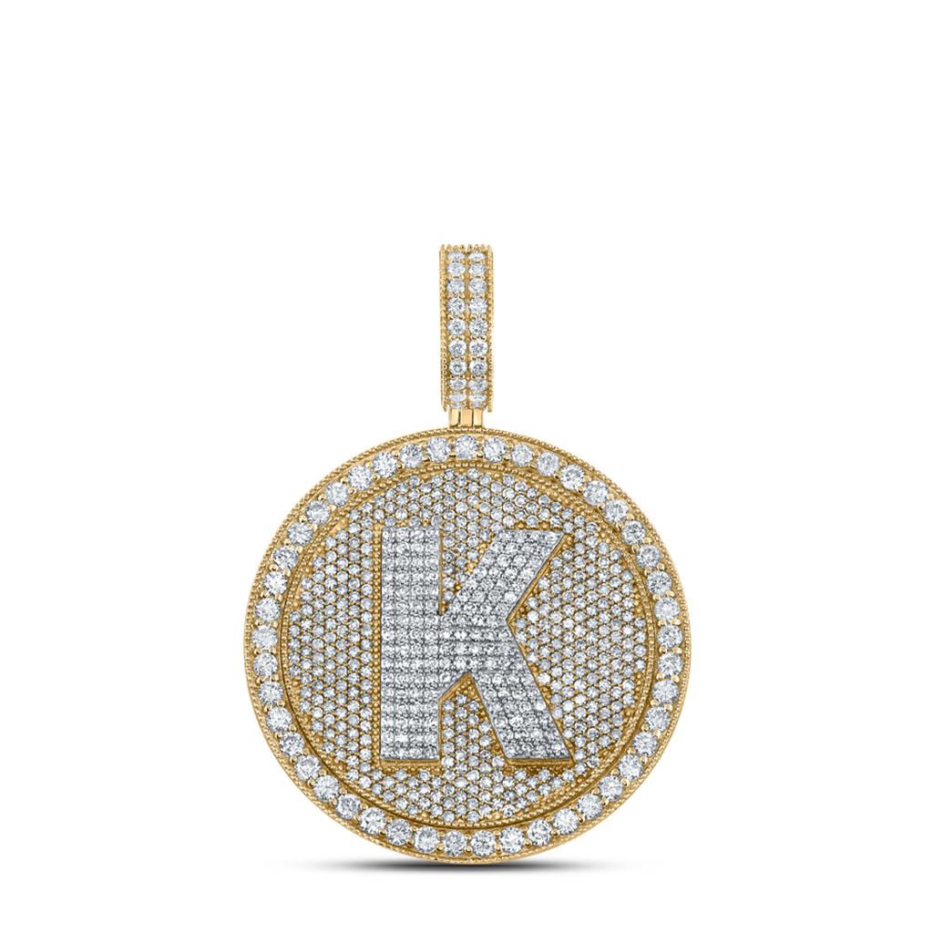 A - Z Letter Initial Diamond Circle Medallion Pendant 10K Yellow Gold A HipHopBling