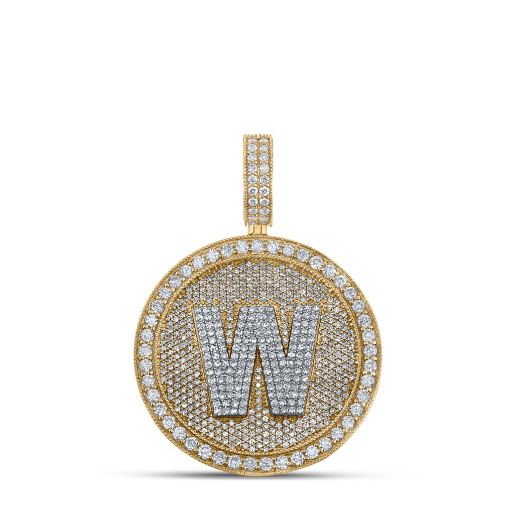A - Z Letter Initial Diamond Circle Medallion Pendant 10K Yellow Gold A HipHopBling