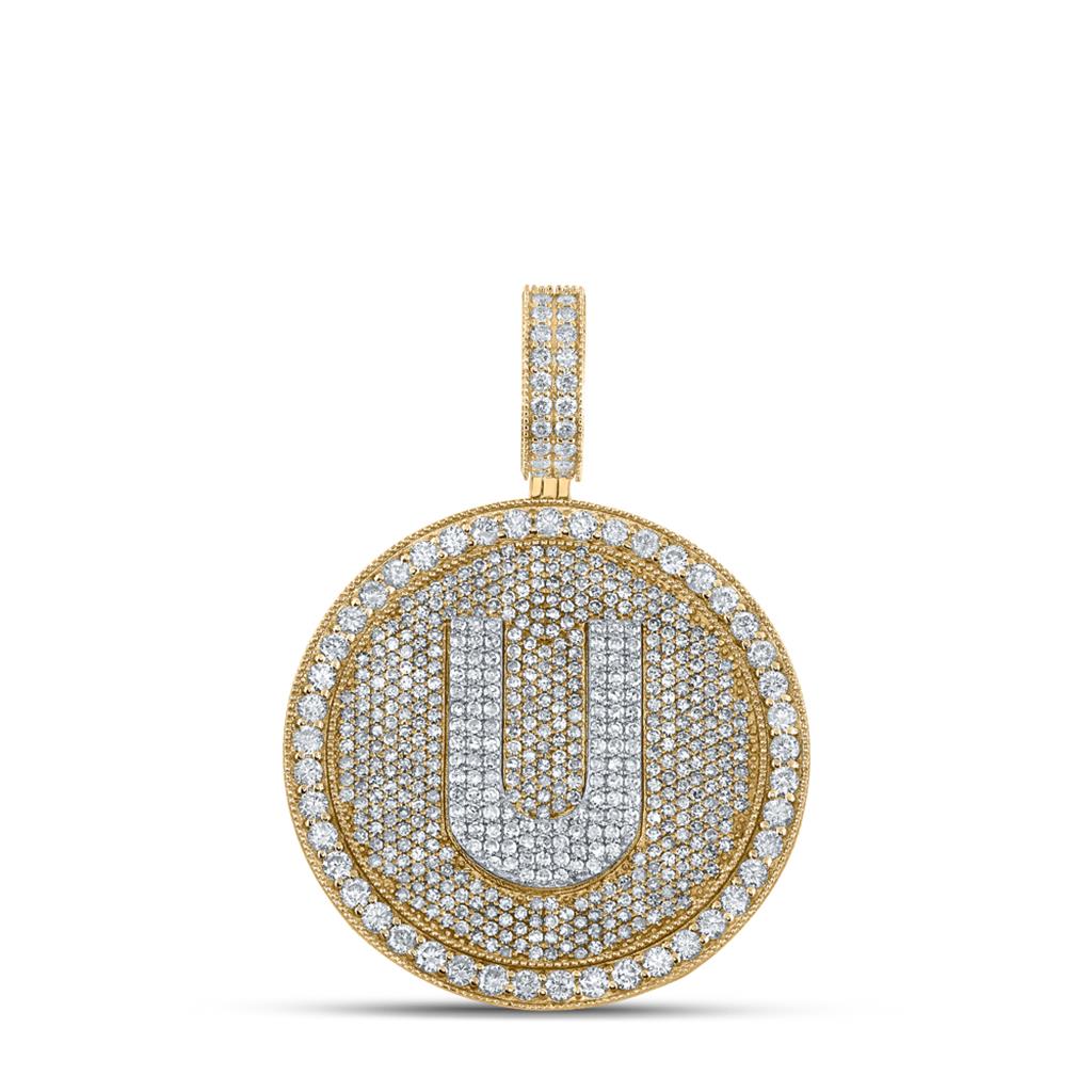 A - Z Letter Initial Diamond Circle Medallion Pendant 10K Yellow Gold A HipHopBling